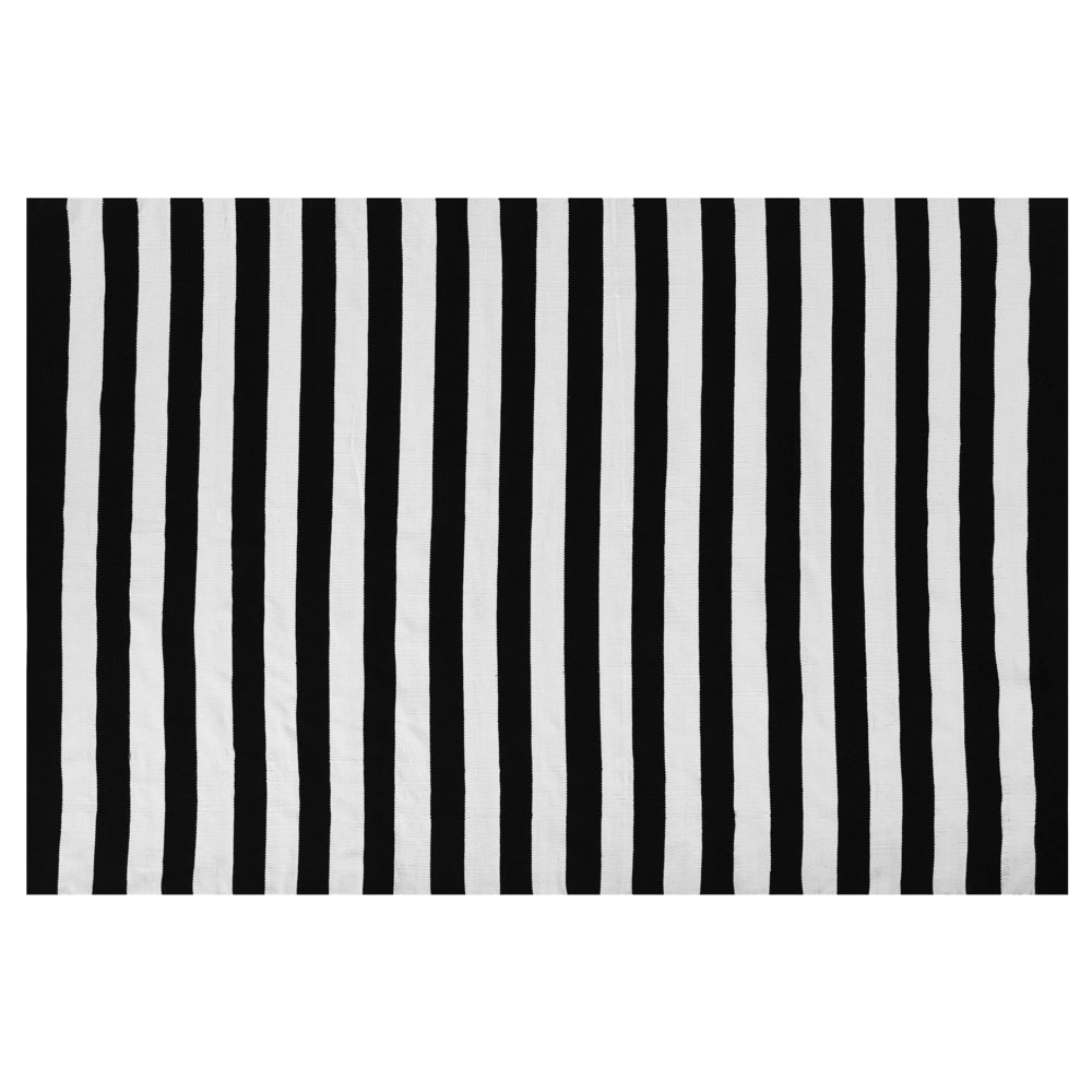 Tappeto tappetino Nero Bianco Tessuto 140 x 200 cm Per Interni Esterni Motivo A Righe Moderno