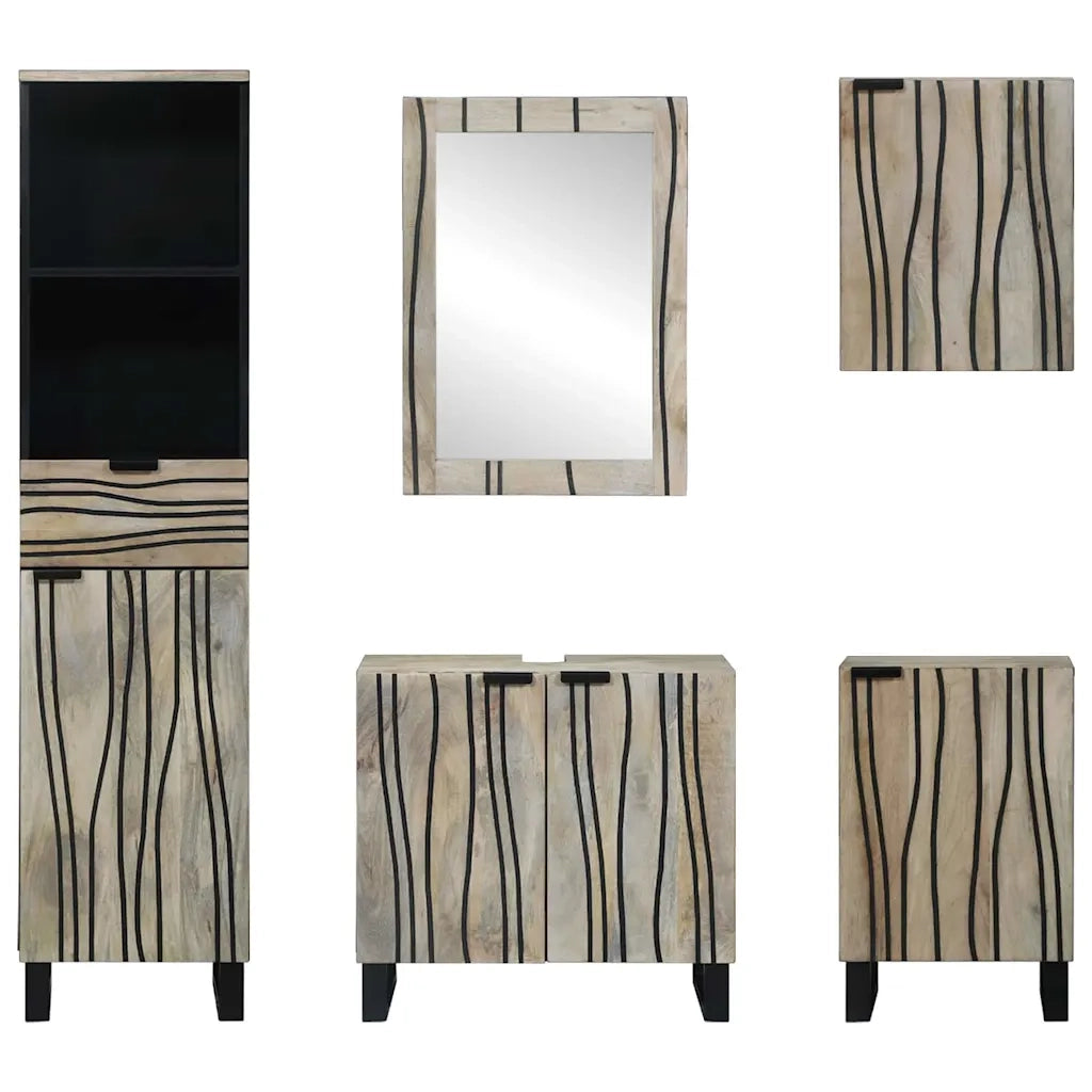 Set di mobili per il bagno 5 pcs Marrone Noce Legno multistrato 3310051