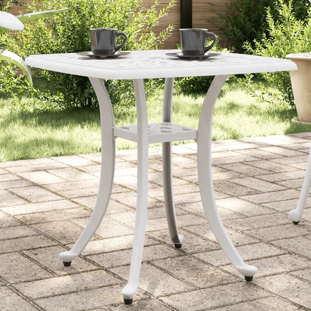 Tavolo da Giardino | Tavolino da esterno Bianco 53x53x53 cm in Alluminio Pressofuso