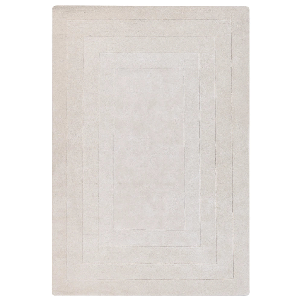 Tappeto stile moderno in viscosa e lana realizzato a mano rettangolare 160 x 230 cm beige chiaro