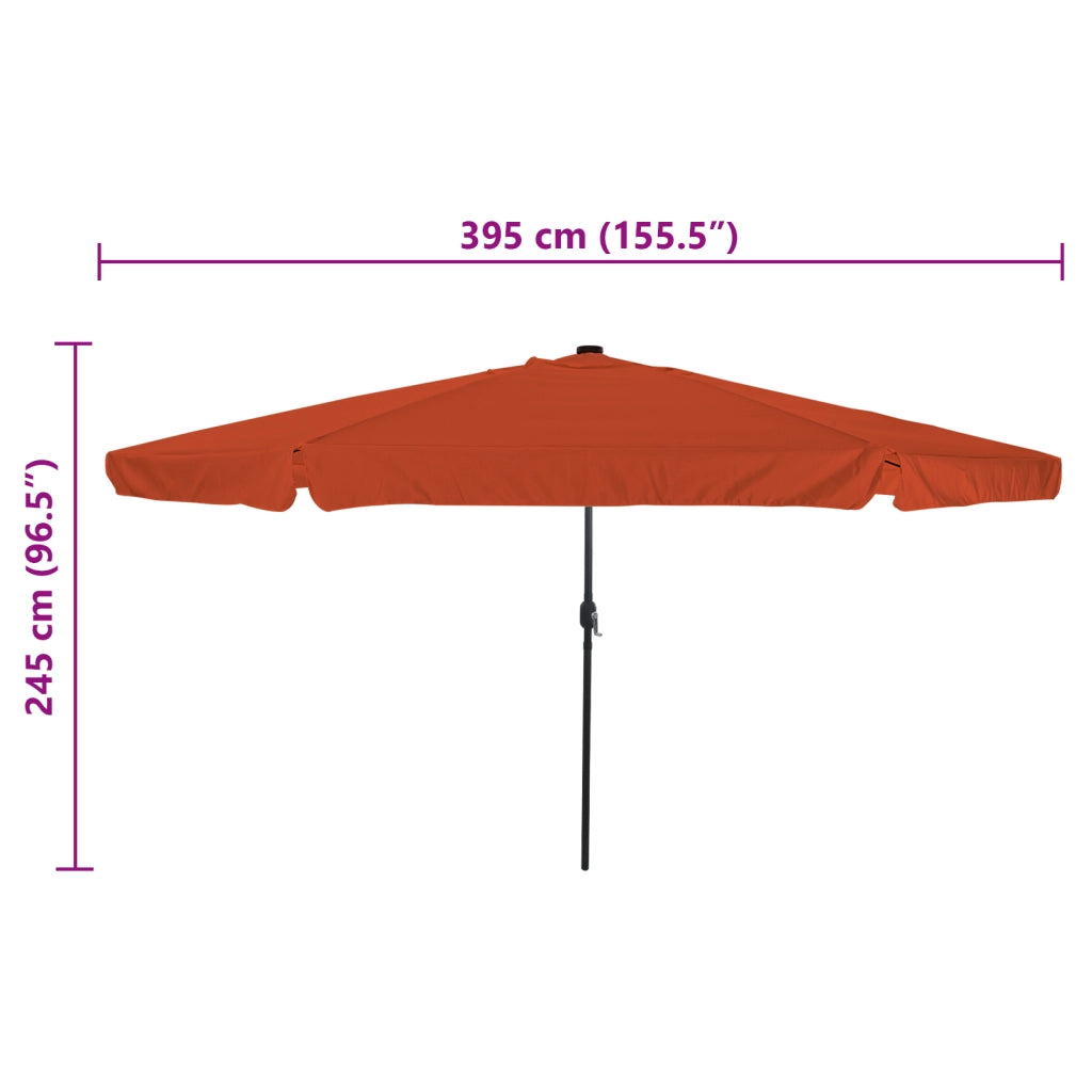 Parasol da Giardino  con Luci LED Ã¸395x245 cm Terracotta