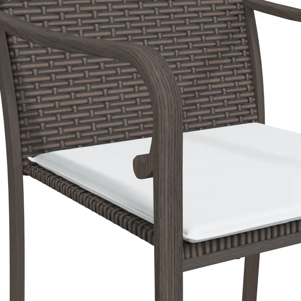 Set Pranzo da Giardino 3pz | Set Salotto da Giardino con Cuscini in Polyrattan e Acciaio