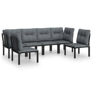 Set Salotto da Giardino 6 pz | Set di Mobili da Esterno in Polyrattan Nero e Grigio