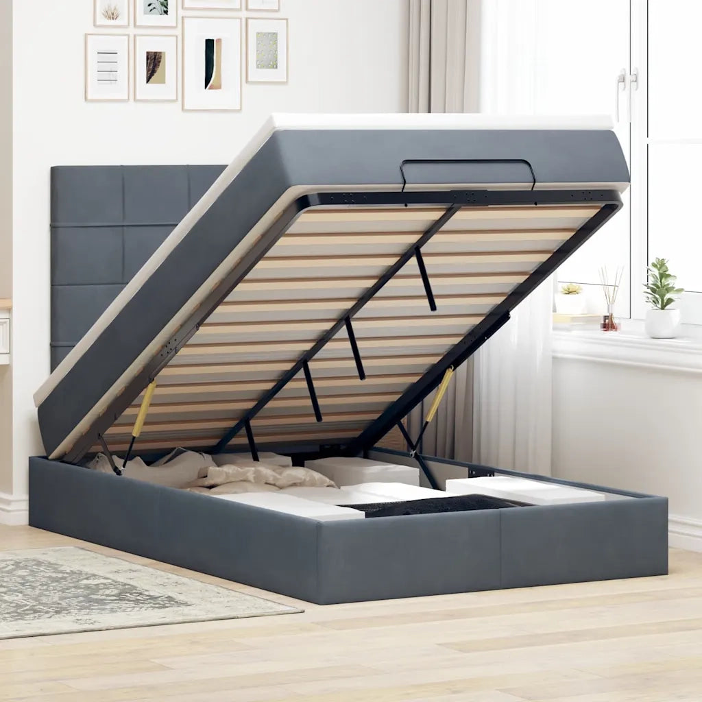 Struttura Letto Pouf con Materassi 80x200 cm Velluto 3313458