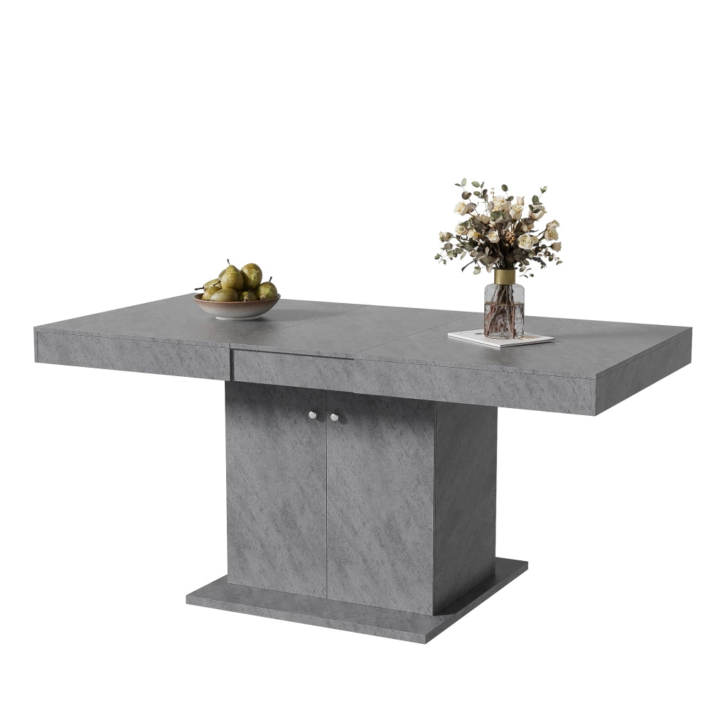 Tavolo da pranzo allungabile 140/180 cm in truciolare e metallo; grigio