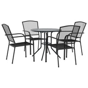 Set Sedie Giardino Impilabili 5 pz | Sedie da Esterno Antracite Acciaio Verniciato
