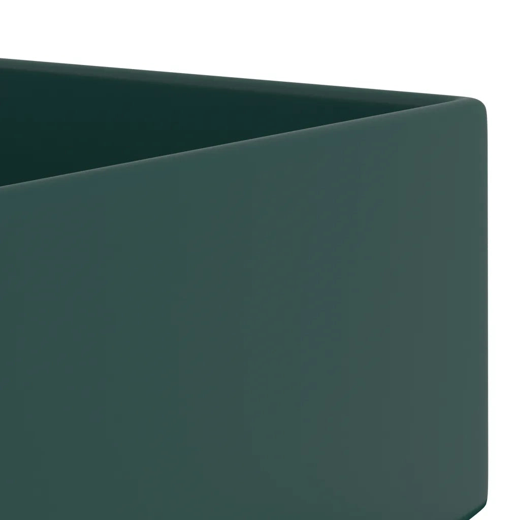 Lavandino con Troppopieno-Lavabo-Lavello in Ceramica Verde Scuro
