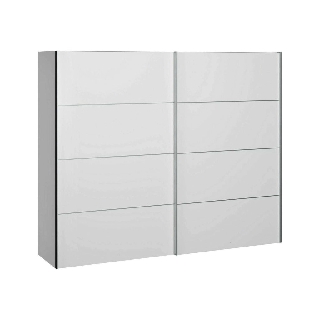 Guardaroba 2 ante Acerno, Mobile camera da letto, Cabina armadio portabiti, Armadio appendiabiti, 243x64 h202 cm, Bianco