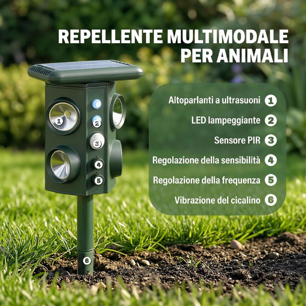 Repellente Solare Ultrasonico per Gatti ¨C zephmum ¨C Nero, Bianco