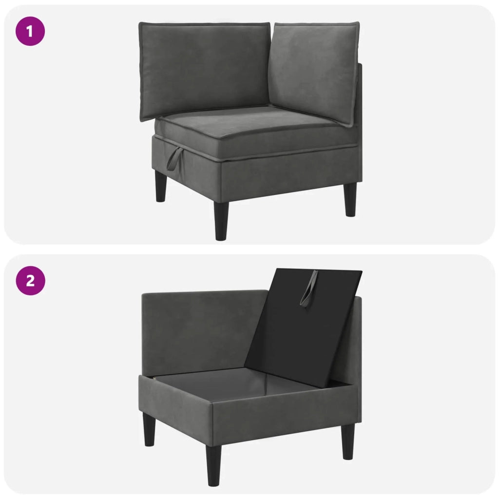 Divano | Divano da soggiorno | Sofa con Stoccaggio Grigio Scuro Velluto