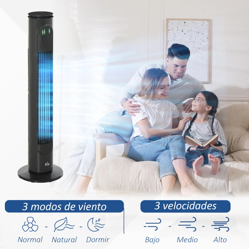 Ventilatore a Torre Silenzioso con Telecomando ¨C Zephmum ¨C Grigio Scuro