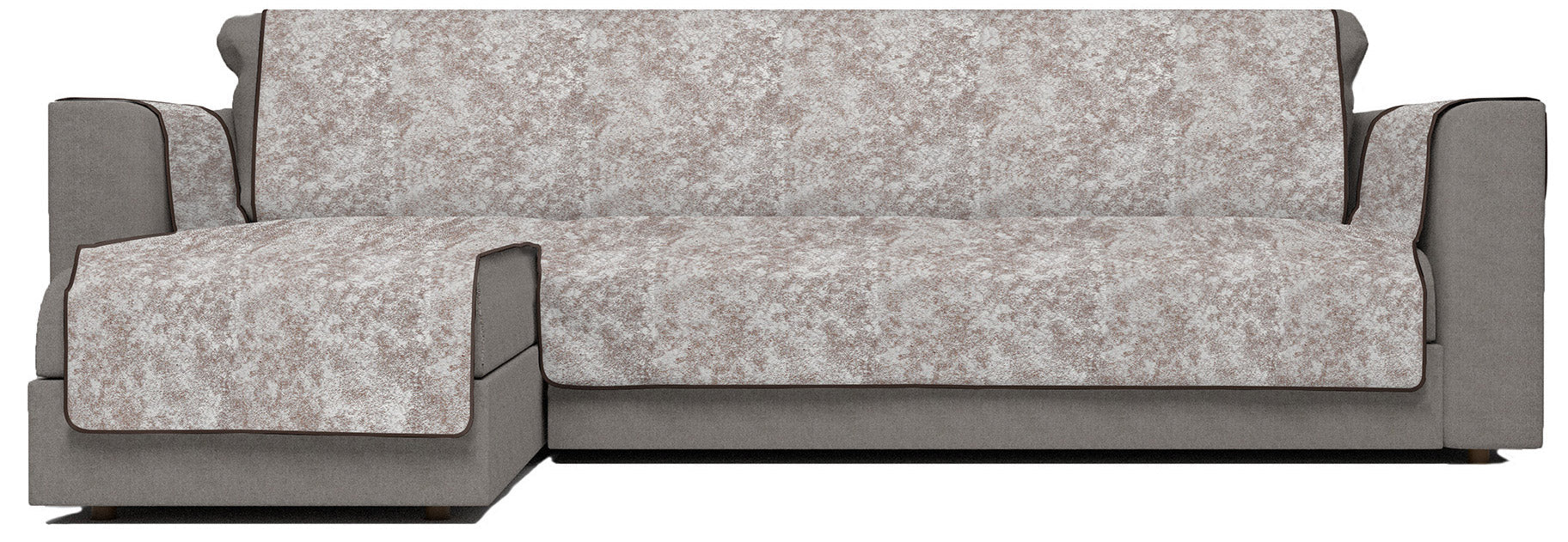 Copridivano con Penisola Sinistra Seduta 290 cm in Poliestere e Cotone Marrone