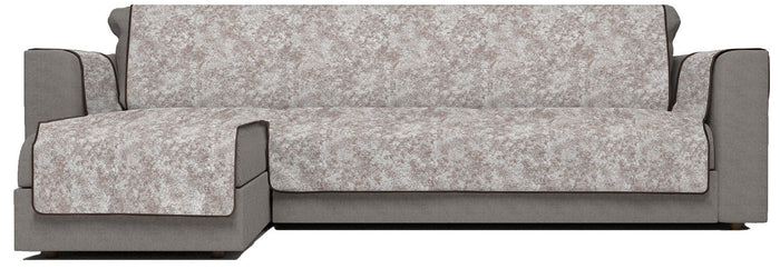 Copridivano con Penisola Sinistra Seduta 290 cm in Poliestere e Cotone Marrone