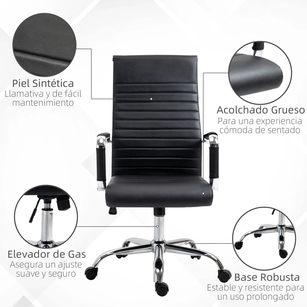 Sedia da Ufficio Girevole con Schienale Alto ¨C zephmum ¨C Nera in Tessuto Sintetico