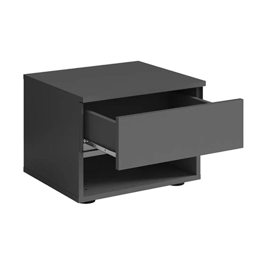 Set di 2 comodini - 1 ripiano e 1 cassetto - grigio grafite - Collezione NOFI
