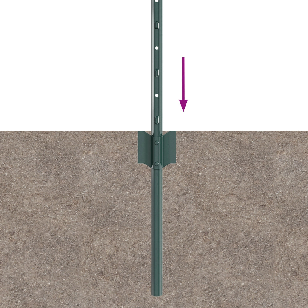 Pali per recinzioni 22 pcs U-Channel verde 120 cm acciaio