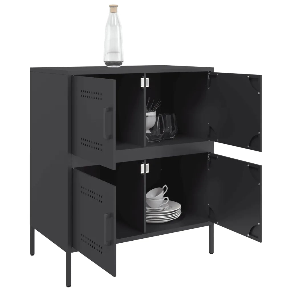 Credenza | Madia | Buffet da pranzo | Armadio da pranzo Nera 68x39x79 cm in Acciaio