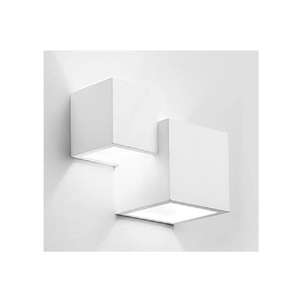 Trade Shop - Applique In Gesso Moderno 2 Cubi A Doppia Emissione Luce Contemporanea G9 Gs-e74 -