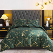 Set da letto 135 x 200 cm look marmo verde scuro moderno set da letto morbido e soffice copertina da letto reversibile copertina da letto con cerniera e cuscino 80 x 80 cm