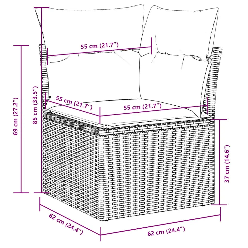 vidaXL Set Divano da Giardino 6pz con Cuscini Grigio Chiaro Polyrattan