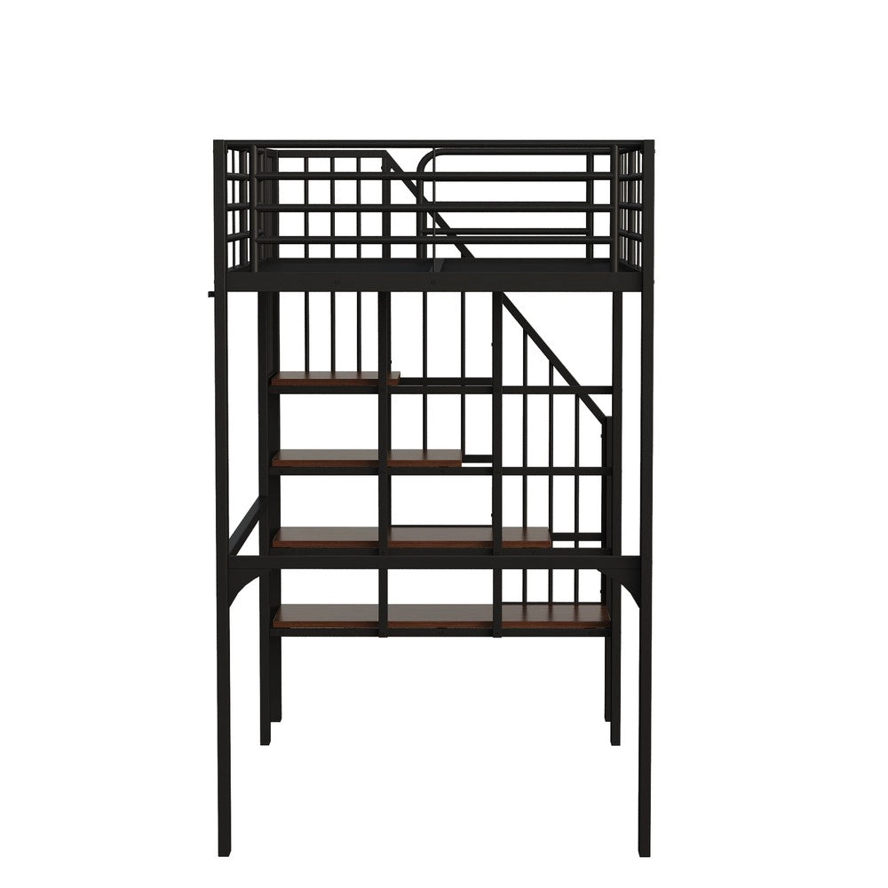 Letto a Soppalco con Contenitore e Scala ¨C MINIMAL ¨C Metallo 90x200