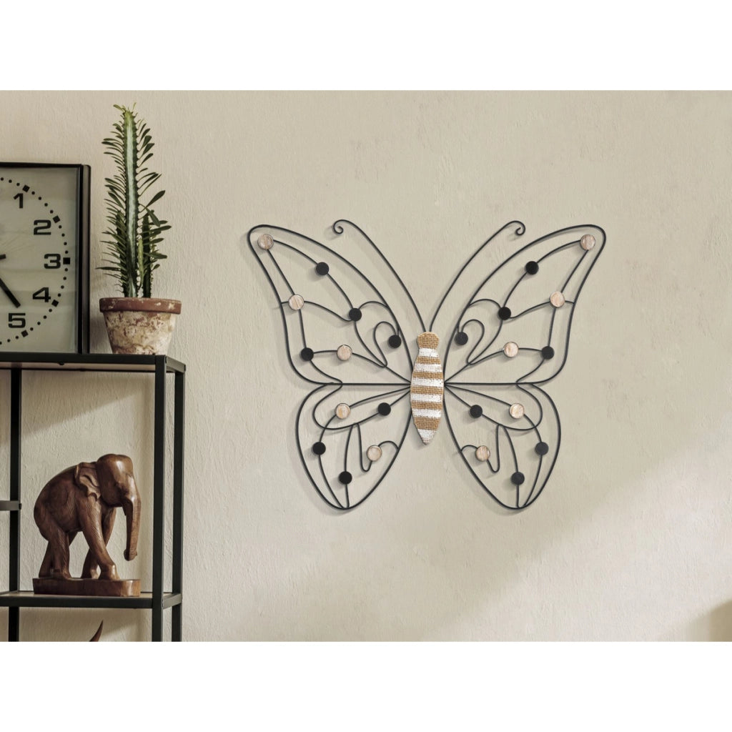Decorazione in Metallo 3D Farfalla 1, Nero, Metallo, 39,5x1,5x33,5 cm