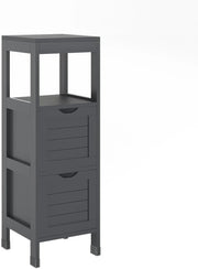 mobiletto bagno Vilda, Grigio, 30 x 89 cm con 2 cassetti, per la conservazione di accessori da bagno e prodotti per la cura