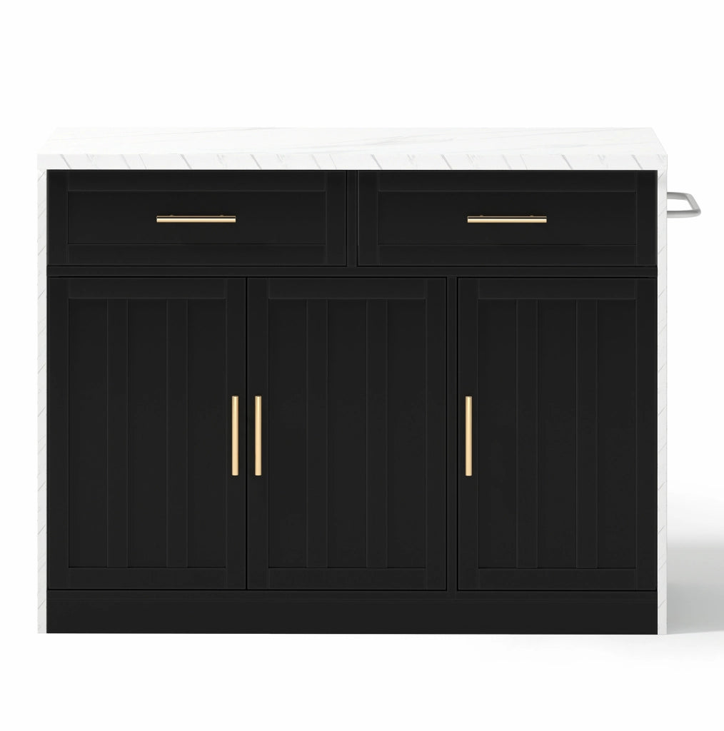 Isola cucina con bancone 120 x 60 x 91 cm in MDF nero; con prese e porte USB