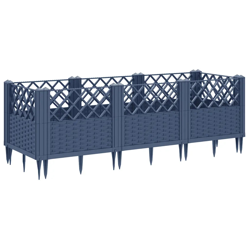 Fioriera | Cassetta per fiori | Vaso Giardino Picchetti Grigio Blu 123,5x43,5x43,5 cm PP