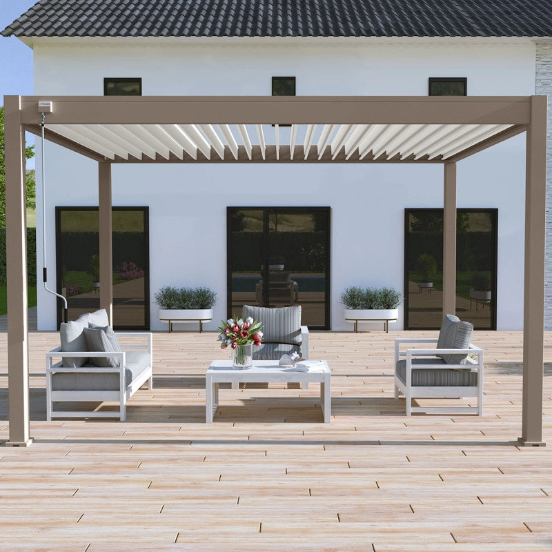 Pergola bioclimatica autoportante Ombréa VS - 3x4M Talpa + 1 tenda 4M bianca
