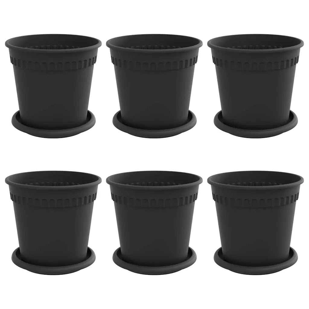 Vasi per Piante 6 pcs Nero Ø 17 x 14 cm Plastica