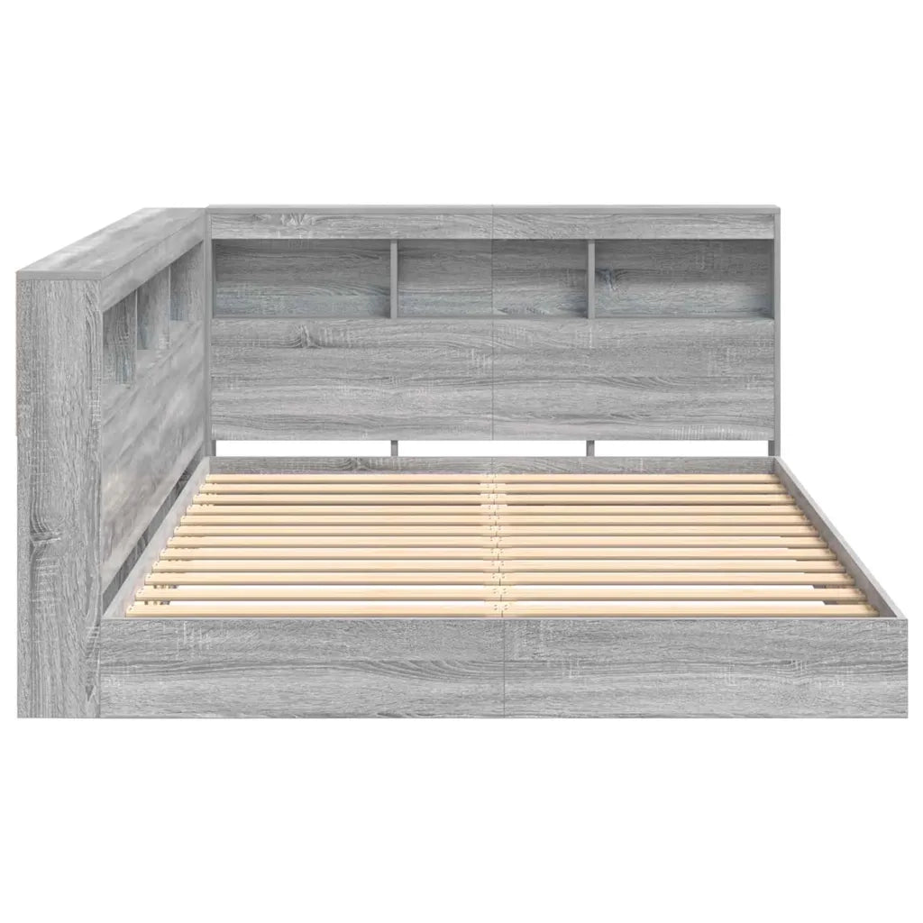 Letto Libreria Grigio sonoma 160 x 200 cm Legno multistrato 3335743
