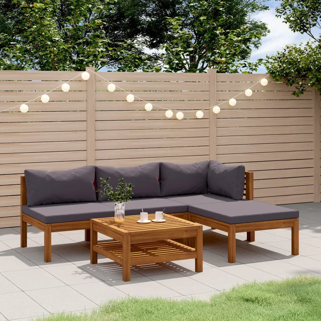 Set Divani da Giardino 5 pz con Cuscini in Massello di Acacia 3086894