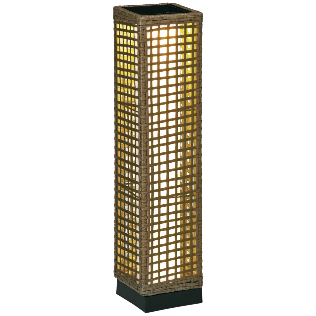 Lampada Solare da Giardino ¨C zephmum ¨C Acciaio e Rattan, Nero e Marrone, 15.5x15.5x69 cm