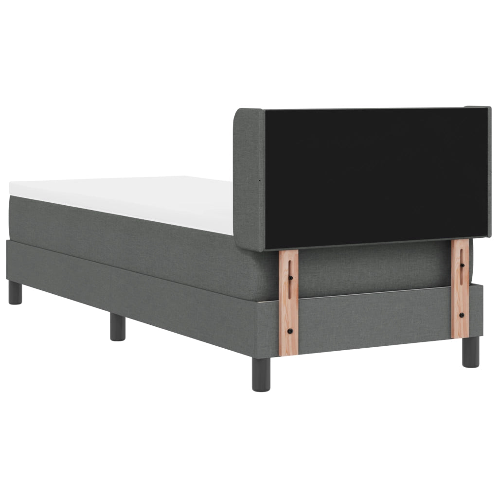 Letto con Box Spring  con Materasso Grigio Scuro 80x200 cm Tessuto