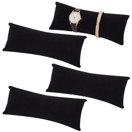 Cuscino Display per Ora Cinghia Lungo in Velluto Nero - Cuscino per Collana - Cuscino per Bracciale - Stabilità - Presentazione - Adatto per Uomo - Cuscino per Collana