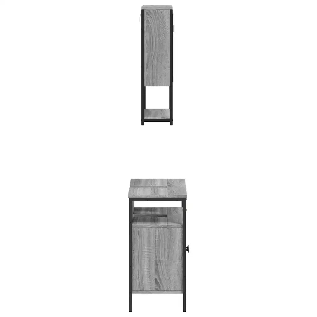 Set Mobili da Bagno 2 pz Grigio Sonoma in Legno Multistrato