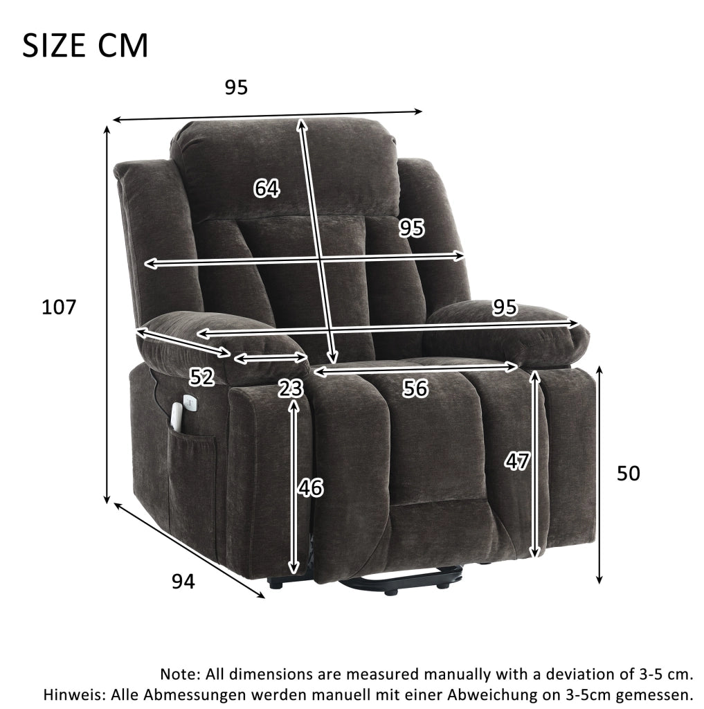 Poltrona relax elettrica con massaggio, riscaldamento e USB