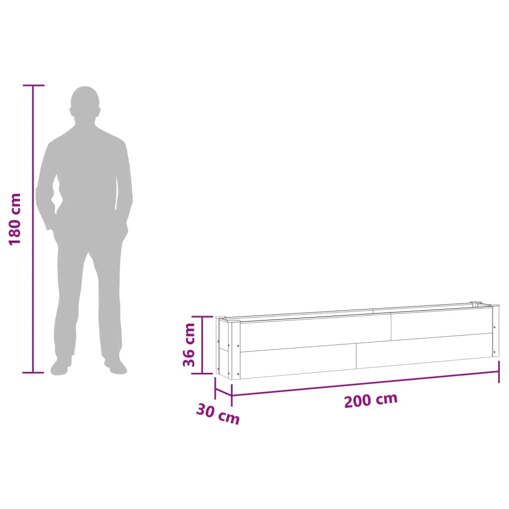 Letto rialzato da giardino Grigio 200 x 30 x 36 cm 42039022
