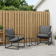 Set Divano da Giardino 3 pcs Nero e antracite Acciaio