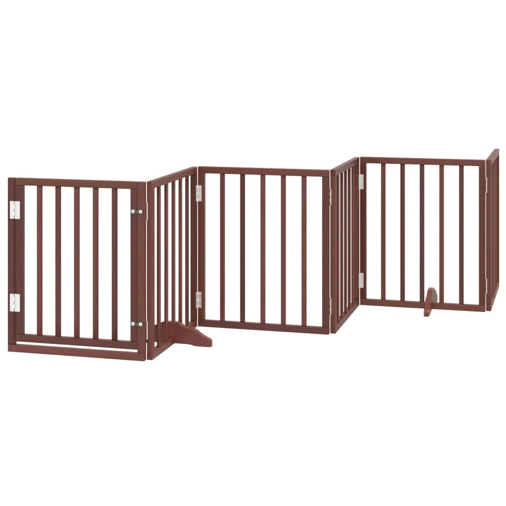 Cancelletto di sicurezza per animali domestici porta pieghevole 12 pannelli legno di pioppo marrone 02_0023167