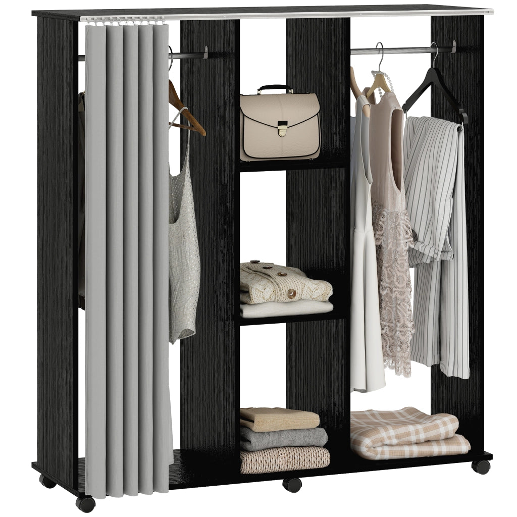 Armadio scorrevole con appendiabiti ¨C zephmum ¨C Nero 120x40x128 cm