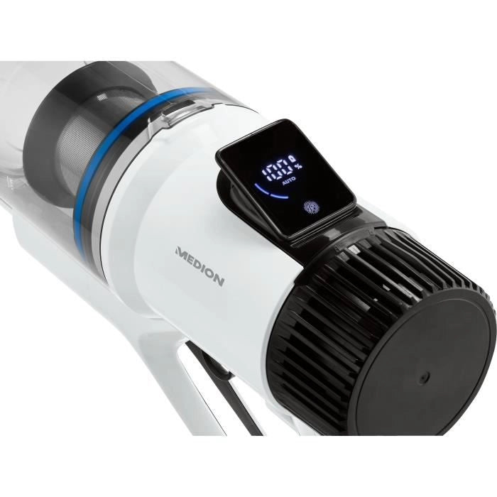 MEDION P400 W - Scopa Senza Fili - Potenza di Aspirazione 26 kPa - Filtro HEPA - Accessori Integrati - 3 Livelli di Potenza