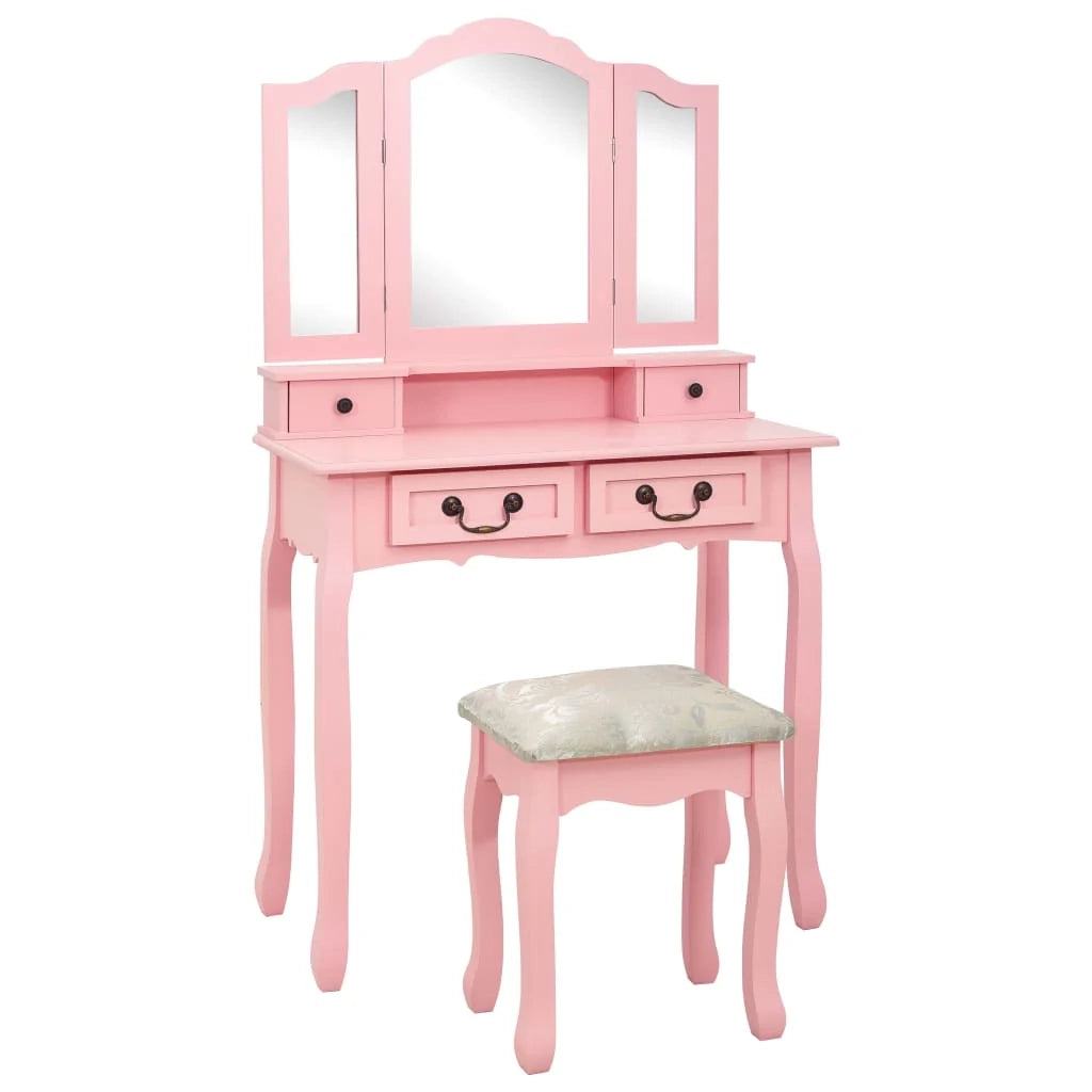 Set toeletta con sgabello 80 x 69 x 141 cm rosa 02_0006325