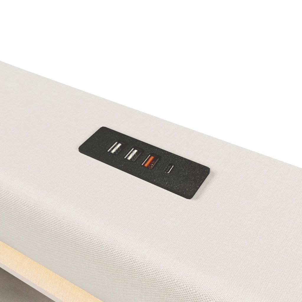 Letto Contenitore 140x200 cm; Letto Matrimoniale; USB; Tipo C e LED Regolabile - Beige