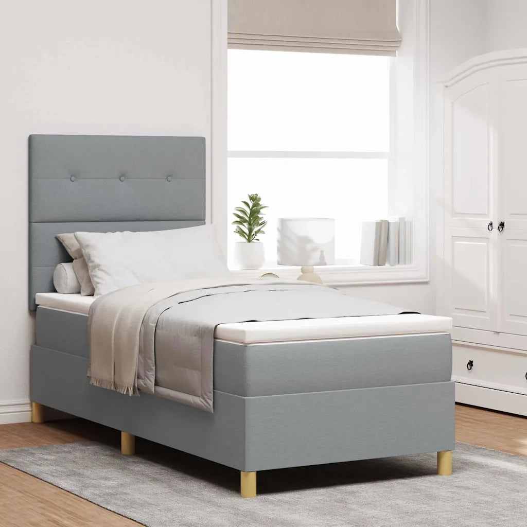 Letto a Sorgente LED Grigio chiaro 100 x 200 cm Tessuto 3343075