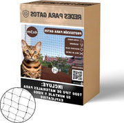 Rete per gatti - cavo in acciaio - PE - sicurezza per gatti - esterno - prevenzione cadute - nero - 3x4