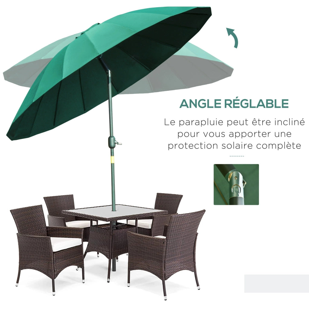 Ombrellone da giardino rotondo ? 2,5 m ¨C Xylo ¨C inclinabile verde con manovella 18 stecche