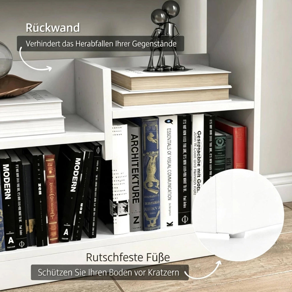 Libreria bianca a 4 livelli 90 x 24 x 91 cm