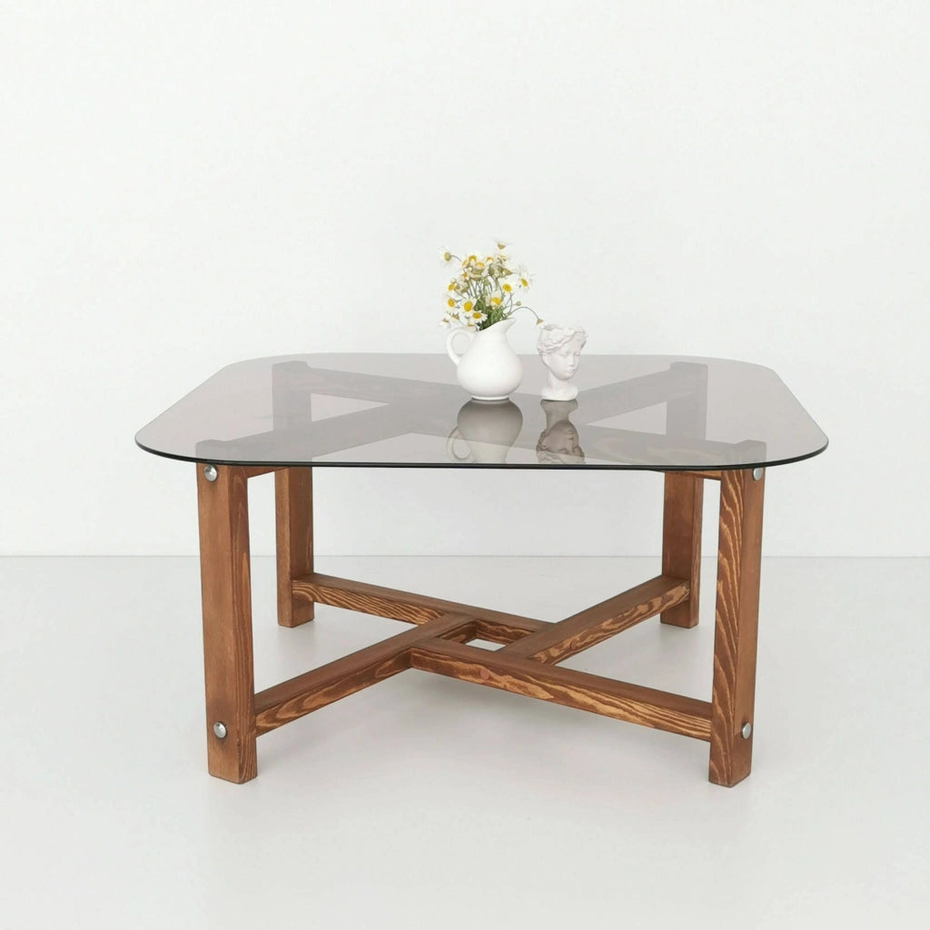 Aurano, Tavolino da Salotto Portariviste, 80x80x40h cm Marrone Quercia